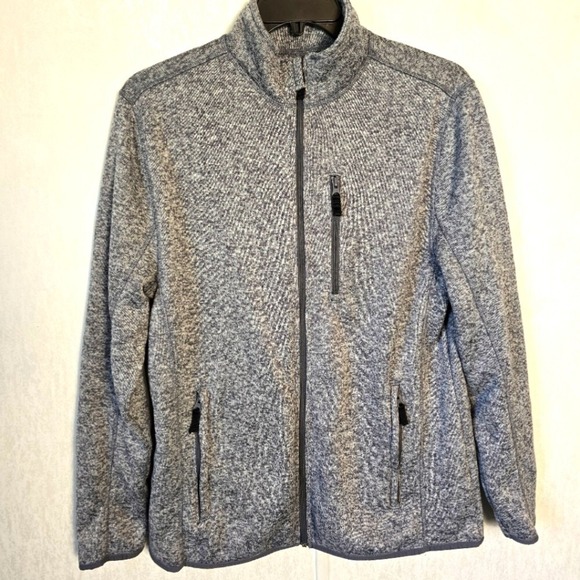 Ocean Coast Men's‎ Jacket Sz L Heather Gray Fleece Zip Up 3 Pockets Zip Sporty - Picture 1 of 8